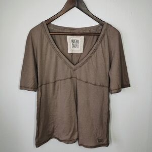 Ruehl Y2K Babydoll Top Brown Short Sleeve Casual School Womens Size Large